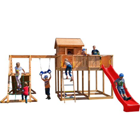 Complex de joaca din lemn Fungoo MY SPACE XL SPIDER cu casuta, leagan si catarator 03522PT - imagine 7